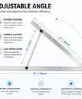 Diagram showing 41 Inch Adjustable Solar Panel Mounting Brackets Aluminum Kit for RV Roofs and Boats Easy Tilt and Angle Adjustment.