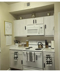 Kitchen with cabinets featuring 16 Pack Self Stick Push Pull Helper ABS Plastic Wardrobe Handle For Cabinets And Drawers in black.