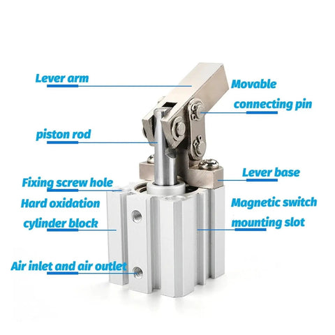 Top Shelf Pneumatic Clamp Cylinder Featuring Robust Leverage Rocker Arm Design Heavy Duty Air Powered Gripping Actuator Built Tough For Real Shop Floors Production Lines And Daily Industrial Grinds