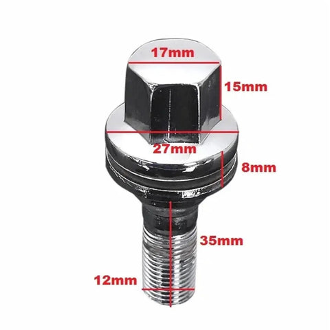 Top Quality 4 Pcs Car Wheel Studs And Hub Screws Nuts Kit For Peugeot 308 And 406 Models From 2007 To 2014 And 1995 To 2004 Fits Perfectly With High Grade Anti Rust Metal That Stays Tough And Holds Tight On The Road. 17mm wheel stud nut, 35mm thread, steel, black chrome finish