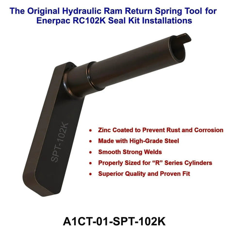 Hydraulic Ram Return Spring Tool For RC102K Seal Kit Installations, zinc coated high-grade steel; visible SPT-102K marking
