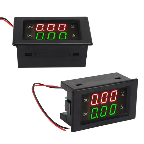 Killer Heavy Duty Dual Digital Display DC Voltmeter And Ammeter Combo showing two screens with red and green readouts.
