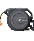 Retractable Garden Hose Reel One Half Inch By One Hundred Feet Built Tough Heavy Duty With Lock At Any Length, mounted on wall
