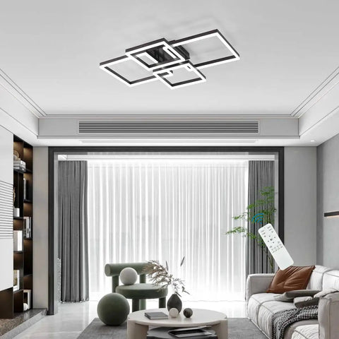 Modern Dimmable LED Flush Mount Ceiling Light 2x2 Square Acrylic Lamps in living room, warm to cool white finish