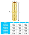 Beefy Brass Hose Barb Fittings Three Eighths Inch Barb to Three Eighths Inch Barb Splicer Union Repair Kit dimensions chart