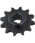 Heavy Duty 12 Tooth Steel Sprocket With 5/8 Bore For #40 #41 #420 Roller Chains On Motorcycles And Go Karts, black gear with central bore.