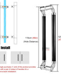 Hotel Hall Glass Door Handle Set With Modern Round Push Pull Design And Easy Install Fittings For Wood Or Glass Doors Black Finish 120Cm Durable 304 Stainless Steel Construction
