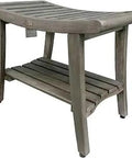 Harmony 24 Inch Gray Waterproof Heavy Duty Teak Wood Built Tough Shower Bench Stool Seat Chair For Inside Shower Provides Safety And Storage And Organization For Bathroom Accessories
