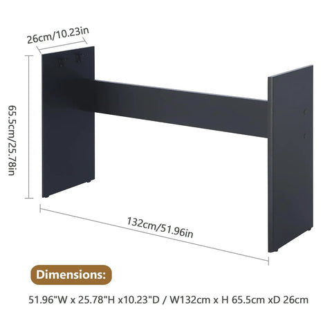 Wooden Keyboard Stand For Yamaha P143 P145 P223 P225 Digital Pianos, Sturdy Wood Furniture Stand with dimensions labeled