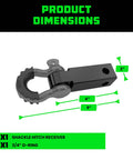 Trail Ready Heavy Duty Shackle Hitch Receiver for Two Inch Hitches, Best Tow Recovery Gear for Trucks and Jeeps, product dimensions
