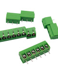 60 Pack Go-To 2 Pin and 3 Pin 5mm Pitch PCB Mount Screw Terminal Block Connectors Can Be Spliced Green for 14-22 AWG Wires Rated AC 300V 10A Easy To Install, green PCB terminal blocks