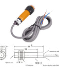 Through Beam Photoelectric Switch Kit with PNP sensor, wiring, and technical diagram, 6-36V DC for panel safety and automation.