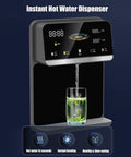 Wall Mounted Mains Fed Water Dispenser 2200W Office Water Cooler with Touch Screen Temperature Control dispensing hot water into a glass