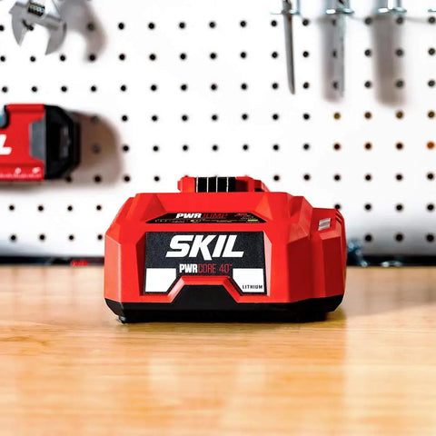 Power Up Fast PWR Jump 150W Charger For 40V Batteries, 15 Minute Quick Charge With LED Status Lights on workbench