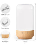 Smart Bedside Lamp With Alexa And Google Assistant, RGB Color Changing LED, 2700K-5700K Tunable White, wood grain base, USB cable, Type C port