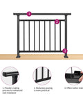 Preassembled Horizontal Deck Railing Kit Featuring Tight Baluster Spacing And Rock Solid Metal Frame Crafted From Heavy Duty Black Steel for deck safety.