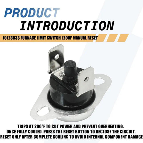 2 Pack L200F Furnace Limit Switch With Manual Reset 200 Degree Overheat Protection Replacement Safety Switch For Most Furnaces Durable HVAC Sensor Easy Install Plug And Play.