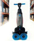 Front view of Walk Behind Floor Scrubber Machine With 17 Inch Cleaning Width Lightweight 44 Lb Electric Floor Washer Dryer in warehouse