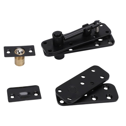 Heavy Duty Concealed Pivot Door Hinge Complete Hardware Kit Forged From Solid Stainless Steel in black finish.