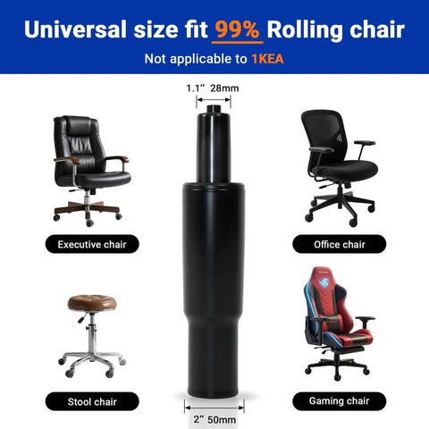 2.4 Inch Short Gas Lift Cylinder For Office Chairs compatible with executive, office, stool, and gaming chairs, universal fit
