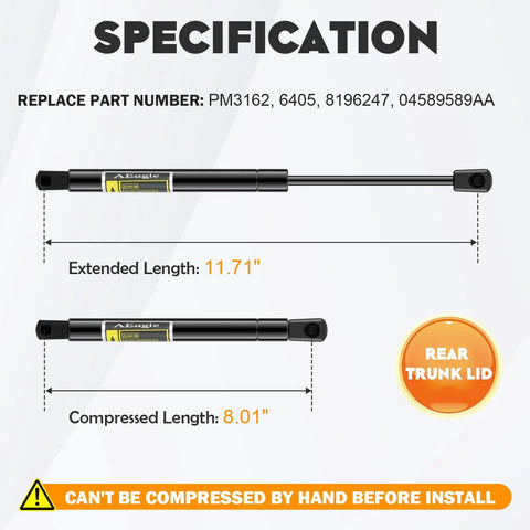 Chrysler 300 Rear Trunk Lid Lift Supports Gas Springs Shocks Struts Replacement for 2005 2006 2007 2008 300C specifications