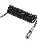 Hardcore Heavy Duty Coiled Air Hose 3 Meter Long Reinforced Premium Rubber Steel Build Resists Kinks Oils And Grease For Garage Shop Pneumatic Auto Repair Tasks Easy Flexibility Super Awesome For Mechanics And DIY Projects coiled hose with metal fittings