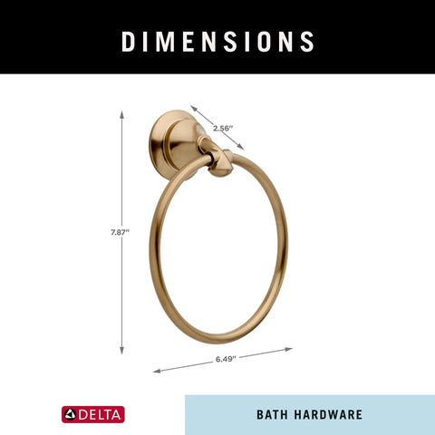 Hand Towel Holder Champagne Bronze Ring For Hanging Towels In Kitchen And Bathroom Durable Corrosion Resistant Finish 7.87 x 6.49 inches