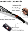 Two Pack Garden Hand Rake With Durable Steel Tines Small Shrub Rake showing ergonomic non-slip handle and grip features
