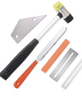 Guitar Luthier Tool Kit 6 Pack With Fret Crowning File, Double Headed Rubber Hammer, Stainless Steel Fret Rocker