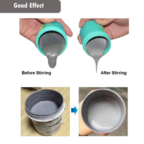 Comparison of Automatic Solder Paste Mixer For SMT Tin Cream Mixing effects before and after stirring, showing consistency improvement.
