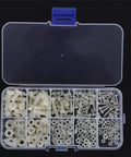 Kickass White Nylon Screws Assortment Kit For Tough Diy And Garage Repairs Featuring Heavy Duty Fasteners In Sleek Portable Storage Box With 270 Pieces, showing assorted screws and nuts.