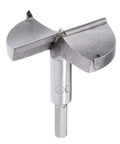Forstner drill bit, front view, 70mm gray tungsten carbide for wood hinge holes