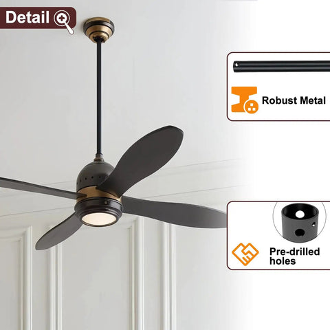 Close-up of matte black ceiling fan with robust metal details and pre-drilled holes, showcasing Two Pack Farmhouse Flush Mount Ceiling Lights With Vintage Industrial Vibe Matte Black Open Cage Fixtures For Hallway, Entryway, Living Room Anti Corrosive Painted Finish.