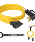 Welder Adapter Cord NEMA 14-30P To 6-50R, 30 Amp 4 Prong Dryer Male To 50 Amp 3 Prong Welder Female Receptacle, yellow 10ft