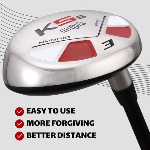Right Handed K5s Hybrid Set For Seniors In Standard Length With Midsize Grips, 3 iron head, easy use and forgiving