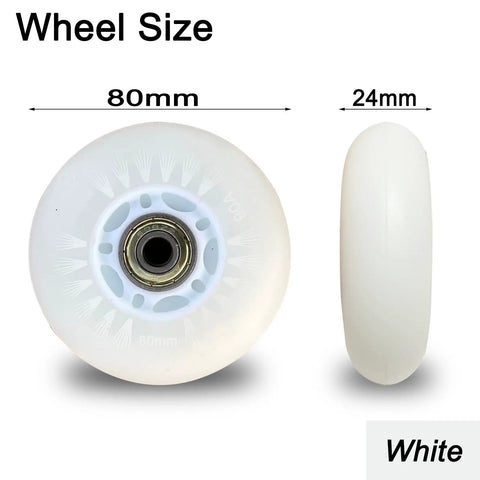 Glow In The Dark Inline Skate Wheels 76mm 80mm With ABEC 9 High Speed Bearings For Indoor And Outdoor Use 4 Pack White 80mm