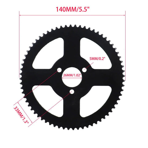 25H 7T Front Sprocket And 68T Rear Sprocket Chain Kit For 49cc Mini Pocket Bike 2 Stroke With 26mm and 140mm dimensions