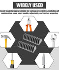 Two Pack Wrench Organizer Tray Set For Tool Box Drawers, 10 Slot Wide Pliers Rack Holds SAE And Metric Wrenches, grey trays with tool icons