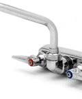 Workboard Faucet With Wall Mount 4 Inch Centers 8 Inch Swing Nozzle And Lever Handles Silver Finish Pro Grade