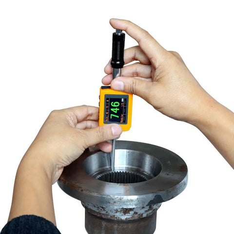 Integrated Portable Leeb Hardness Tester Pen Type With D Type Impact Device And DL Test Block, Big OLED Color Display, Expanded Data Storage And Lightning Fast Data Communication, Pro Grade HB HRC HRB HV HS HL And Sigma B Strength, testing steel gear