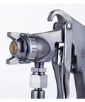 Professional Grade Air Spray Gun With 3.0Mm Nozzle For Knockout Oil And Water Paint Finish Smooth Grip entry view of nozzle and air control knob.