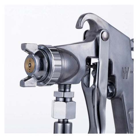 Professional Grade Air Spray Gun With 3.0Mm Nozzle For Knockout Oil And Water Paint Finish Smooth Grip entry view of nozzle and air control knob.