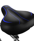 Oversized Comfy Bike Seat With Extra Padding And Memory Foam For Men And Women Universal Replacement Bicycle Saddle Waterproof Leather Blue Tailbone Relief
