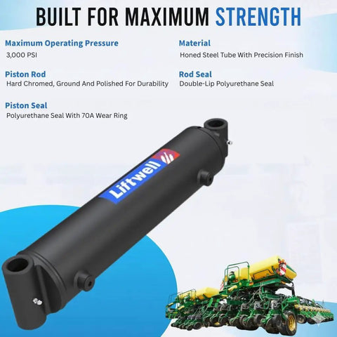 Heavy Duty Double Acting Cross Tube Hydraulic Cylinder With Two Inch Bore And Six Inch Stroke Welded Construction 3000 PSI