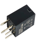 Close-up of G8V-1C7T-R-DC12 12V 35A 5-Pin Marine Relay with shielded casing for boat electrical systems, showing pins and labeling.