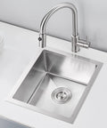 Undermount Bar Sink 13 By 15 Inch Single Bowl For Prep Kitchen, Handmade 18 Gauge T304 Stainless Steel With Strainer installed in kitchen
