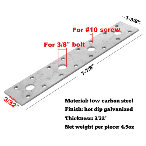 Make Your DIY Jobs Look Sick With These Ridiculously Strong Hot Dip Galvanized Mending Plates And Heavy Duty Flat Repair Tie Plates For Solid Wood Assembly, 7-7/8" low carbon steel mending plate.