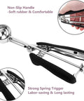 Go To 2 Tbsp Cookie Scoop Ice Cream Scooper With Trigger Release 18 8 Stainless Steel Dough Scoop non-slip handle close-up