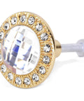 Glam Golden Rhinestone Cabinet Knobs Set For Kitchen Pulls And Dresser Drawers Tough Zinc Alloy Assembly close-up view with crystal detail.