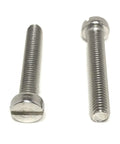 M5 X 30MM Slotted Cheese Head Machine Screw Stainless Steel A2 304 DIN84 Fastener 25 Pack shown side by side